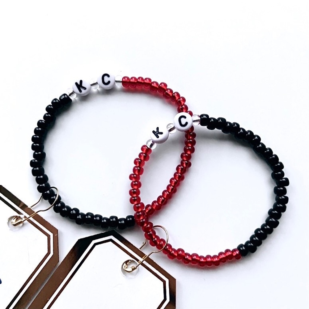 Kansas City Chiefs Bracelet red black beaded handmade KC bracelet football